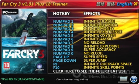 Far Cry 3: Трейнер / Trainer (+18) [1.01] (2012)